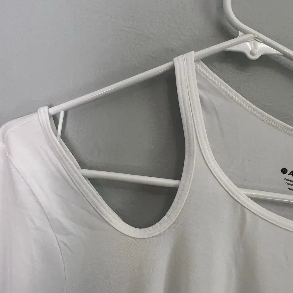 Athleta Women Size L With Ease Asymmetrical Top White Athleisure Yoga Gym Casual